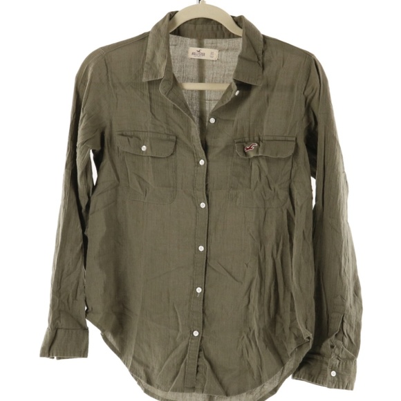 Hollister Tops Xs Army Green Button Down Shirt Mint Poshmark